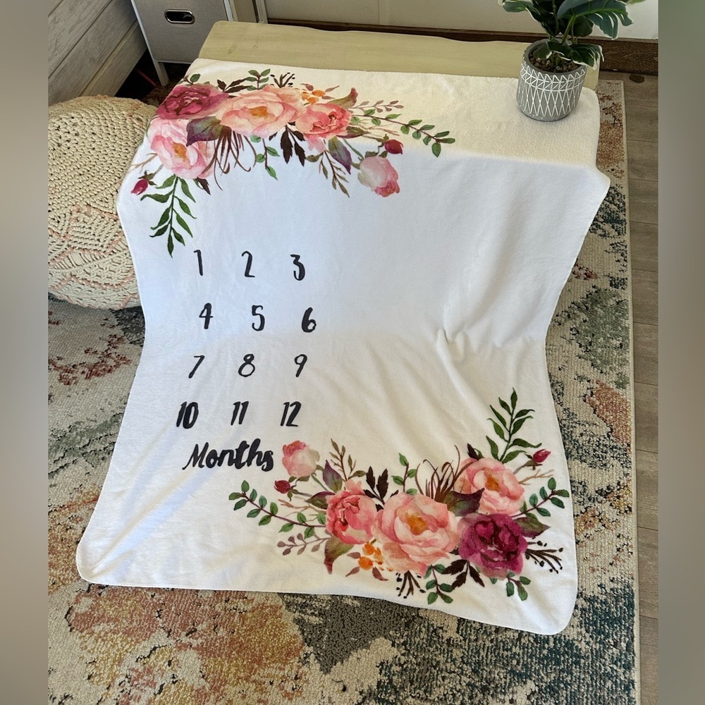 New Floral Baby Gurl Milestone Blanket 40x50” Baby Girl Milestone Blanket Floral